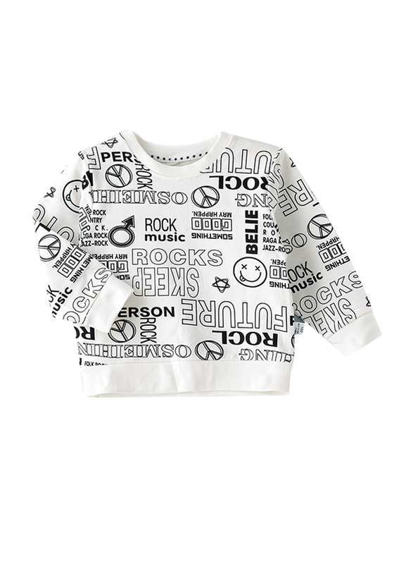 Lamar Kids Cotton Long Sleeve Sweatshirt for Babies, 5-6 Years, White