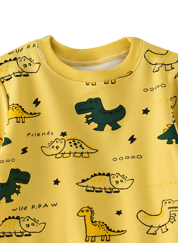 Lamar Kids Cotton Fleece inside Long Sleeve Sweatshirt for Babies, 2-3 Years, Yellow
