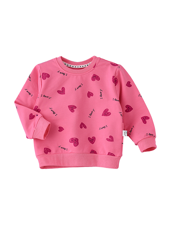 Lamar Kids Cotton Long Sleeve Sweatshirt for Girls, 3-4 Years, Pink