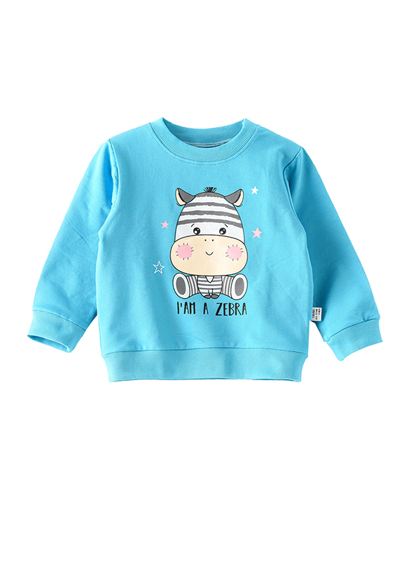 Lamar Kids Cotton Long Sleeve Sweatshirt for Babies, 1-2 Years, Blue