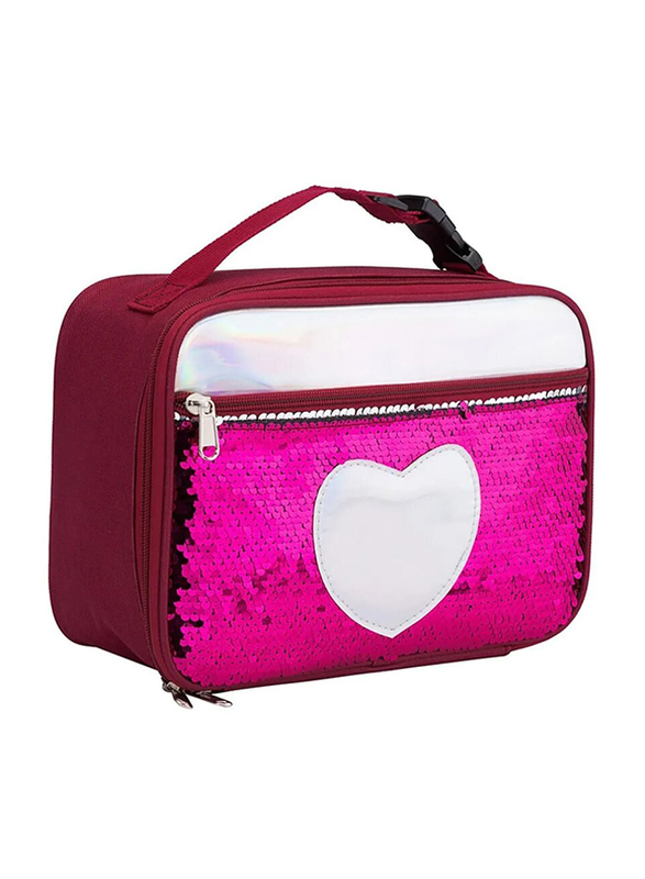 Lamar Kids Sequin Heart Insulated Thermal Lunch Bag, Pink