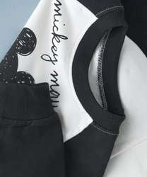 Lamar Kids Cotton Long Sleeve Sweatshirt for Babies, 3-4 Years, White/Black