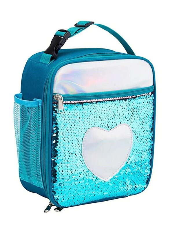 Lamar Kids Sequin Heart Insulated Thermal Lunch Bag, Blue