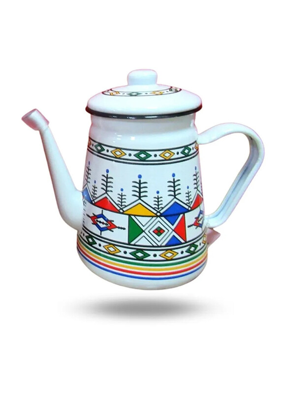 

Venice Italy 1.7 Ltr Traditional Serving Metal Teapot with Handle & Lid, White