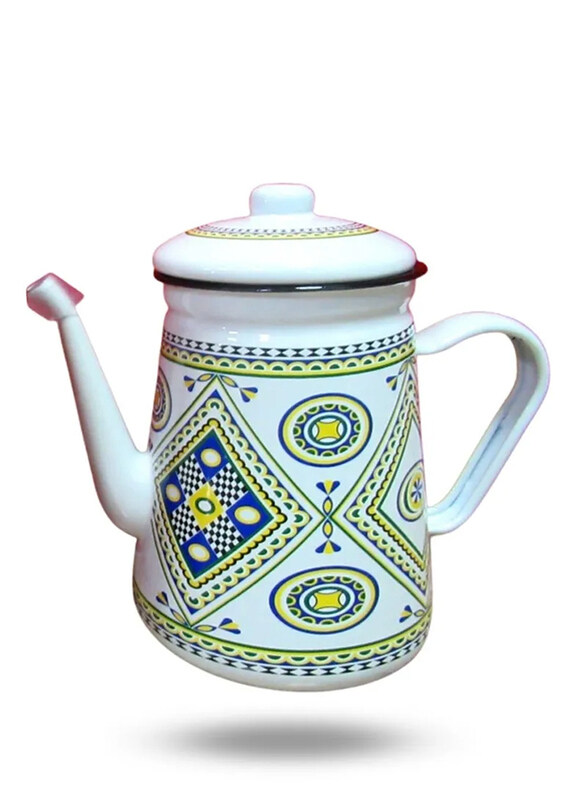 

Venice Italy 1.7 Ltr Traditional Serving Metal Teapot with Handle & Lid, 9675B, White