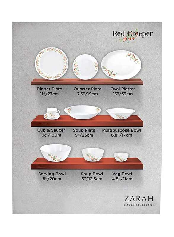 

Venice Italy 38-Piece Ester Red Creeper Collection Stripe Dinner Set, White
