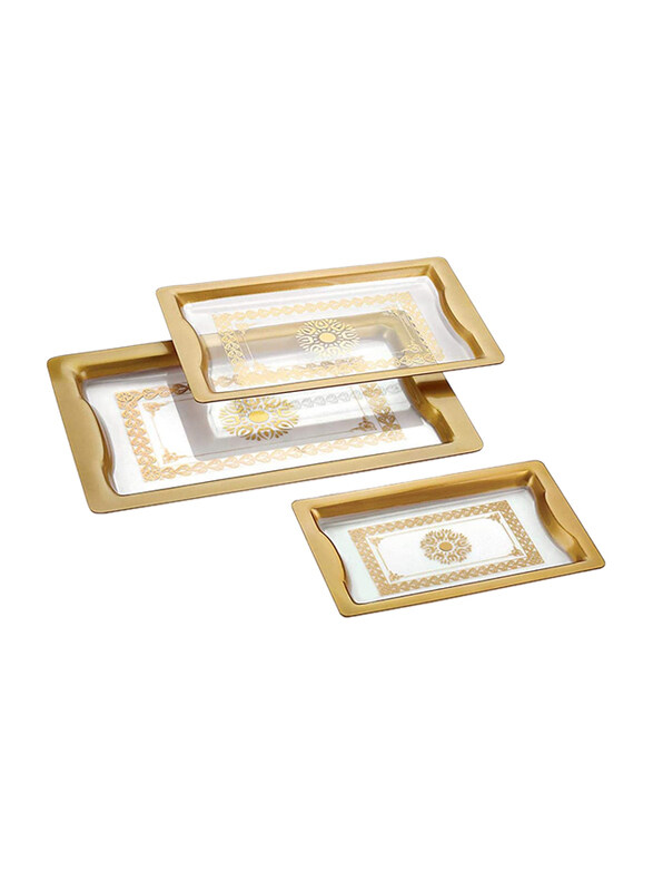 

Topaz 3-Piece Acrylic Tray Set, 84001, Gold/Clear