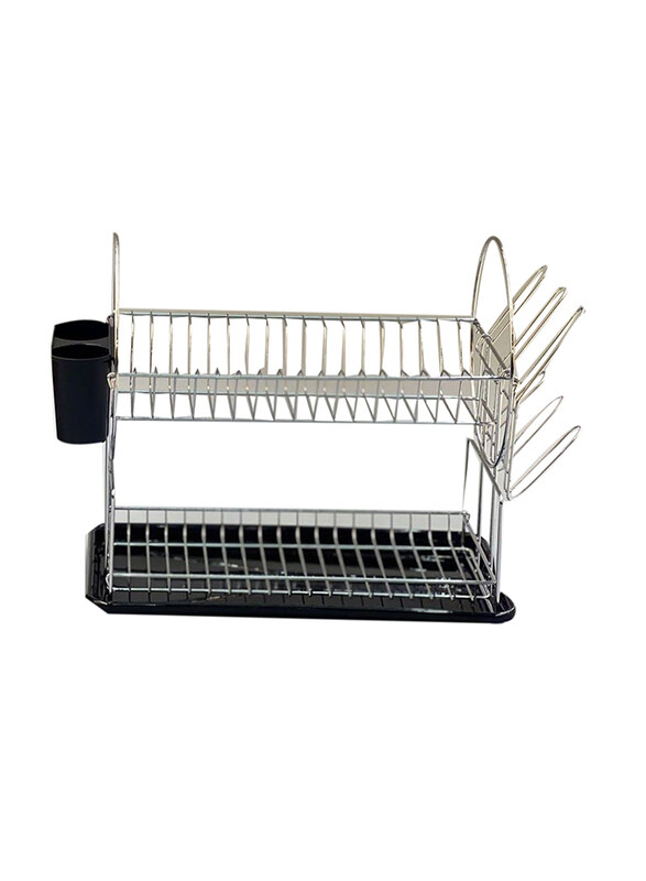 

Generic Dish Drying Stand Rack, Black/Silver