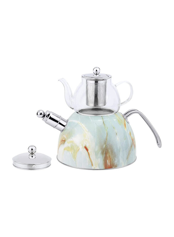 

Venice Italy Hausroland Stainless Steel Turkish Teapot Set, White