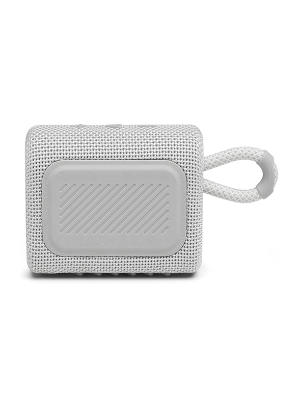 JBL Go 3 Water Resistant Portable Bluetooth Speaker, JBLGO3WHT, White