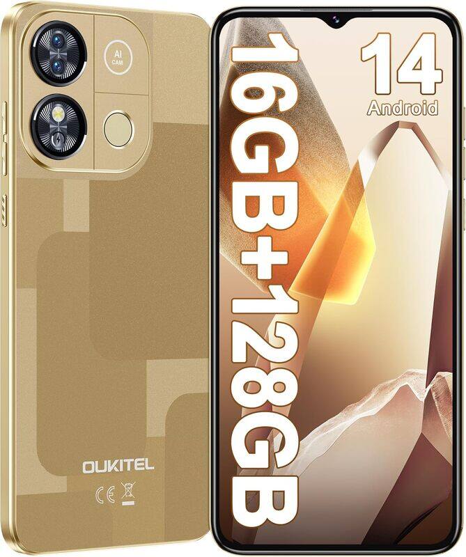

Oukitel C57 Pro Dual SIM Smartphone, 4GB RAM (Expandable to 16GB), 128GB Storage, 4G LTE, Gold