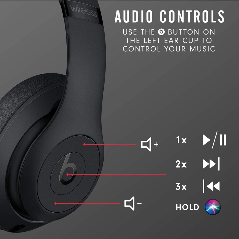 Beats Studio 3 Wireless Over-Ear Noise Cancelling Headphones, Matte Black