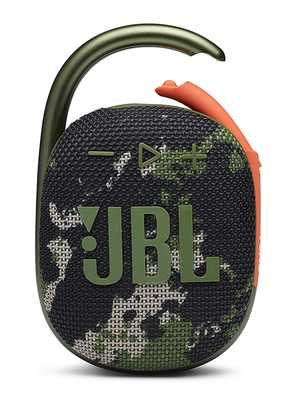 JBL Clip 4 Water Resistant Portable Bluetooth Speaker, JBLCLIP4SQUAD, Squad Camouflage