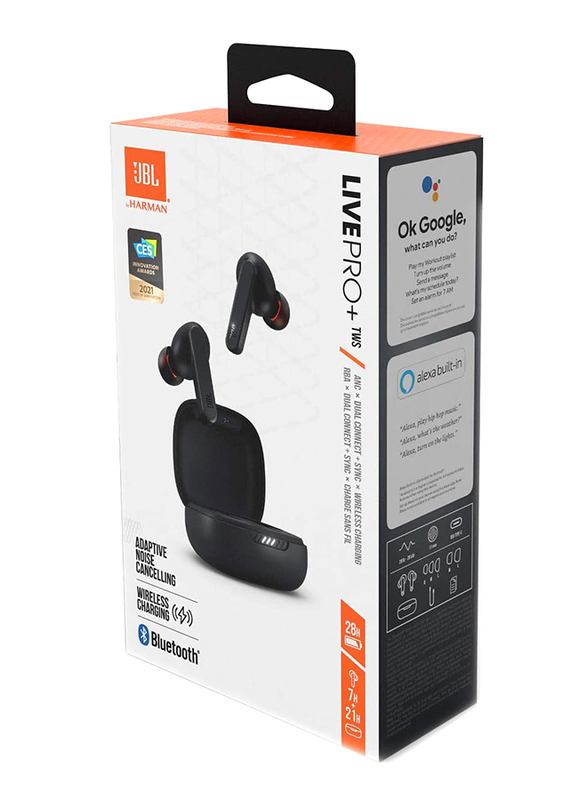 JBL Live Pro+ True Wireless Noise Cancelling Earbuds, Black