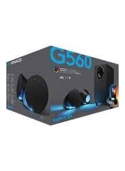 Logitech G560 RGB PC Gaming Speakers System with Game-Driven Lightin, Black