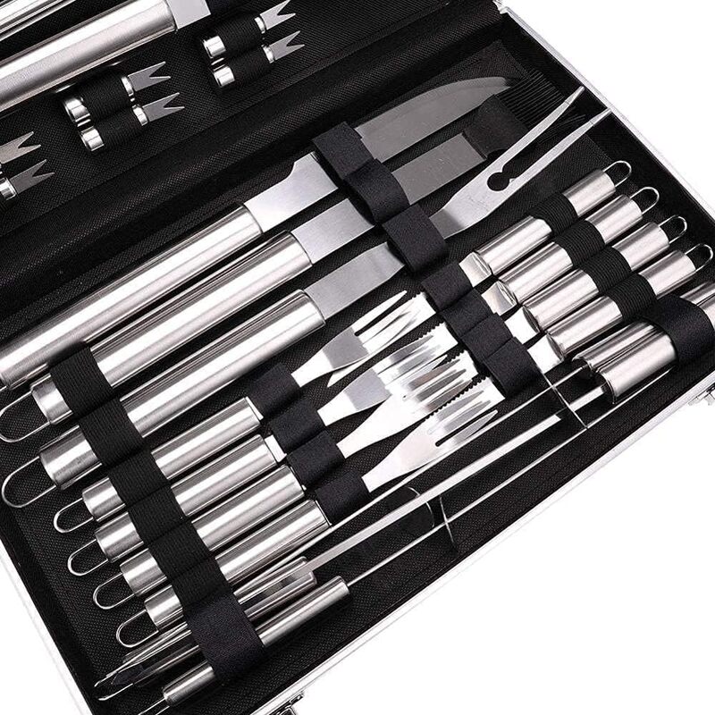 BBQ Tool Aluminum Carrying Case Deluxe Grill Set Grill Smoker Barbecue Accessories Tools Set