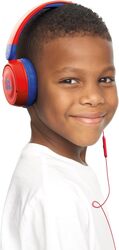 JBL Jr 310 Kids Wired On-Ear Headphones, Safe Sound , Built-In Mic, Sof Padded Headband, Comfortable Ear Cushion, Compact and Foldable Design, Single-Side Flat Cable - Red, JBLJR310RED