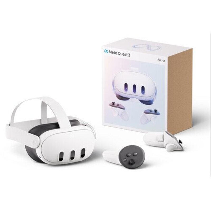 Meta Quest 3 Advanced VR Headset, 128GB Storage, Ring-Free Touch Plus Controllers, Adjustable Strap, Built-In 3D Spatial Audio, White