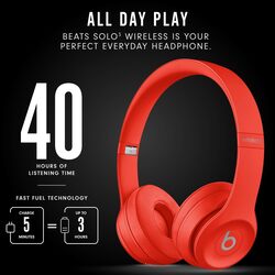 Beats Solo3 On-Ear Noise Cancelling Wireless Headphones, Citrus Red