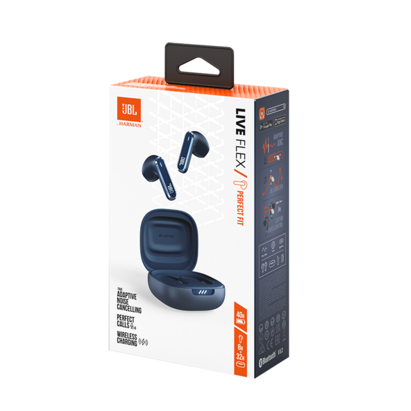 JBL Live Flex True Wireless Noise Cancelling Earbuds, Blue