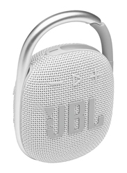 JBL Clip 4 Water Resistant Portable Bluetooth Speaker, JBLCLIP4WHT, White