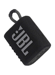 JBL Go 3 Water Resistant Portable Bluetooth Speaker, JBLGO3BLK, Black