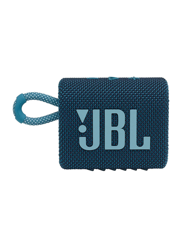 JBL Go 3 Water Resistant Portable Bluetooth Speaker, JBLGO3BLU, Blue