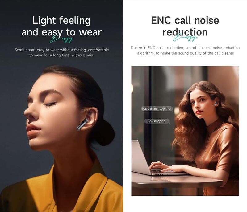 HOCO EQ5 TWS ANC+ENC Noise Reduction Bluetooth 5.3, HiFi Stereo, Wireless Earbuds Bluetooth Headset, Black