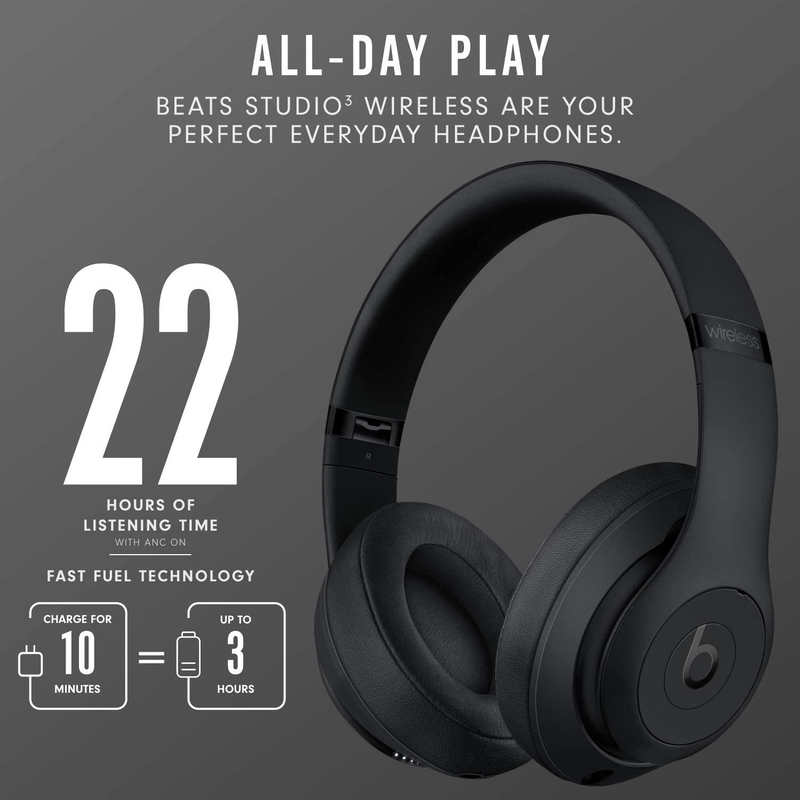 Beats Studio 3 Wireless Over-Ear Noise Cancelling Headphones, Matte Black