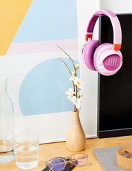 JBL JR460NC Wireless Over-Ear Noise Cancelling Kids Headphones, Built-In Mic, 20 Hour Battery, Designed for Kids, Detachable Audio Cable - Pink, JBLJR460NCPIK