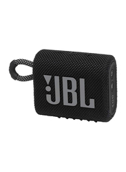 JBL Go 3 Water Resistant Portable Bluetooth Speaker, JBLGO3BLK, Black