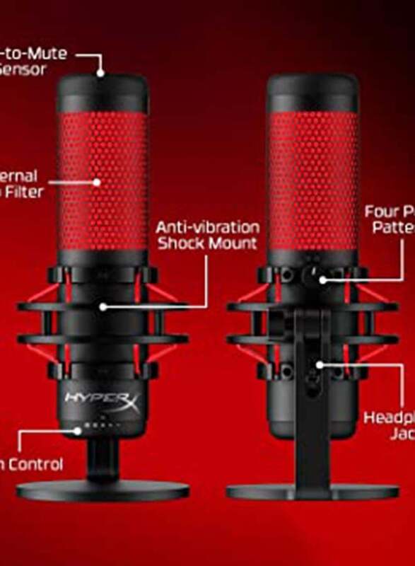 HyperX QuadCast Standalone Gaming Microphone, Red/Black