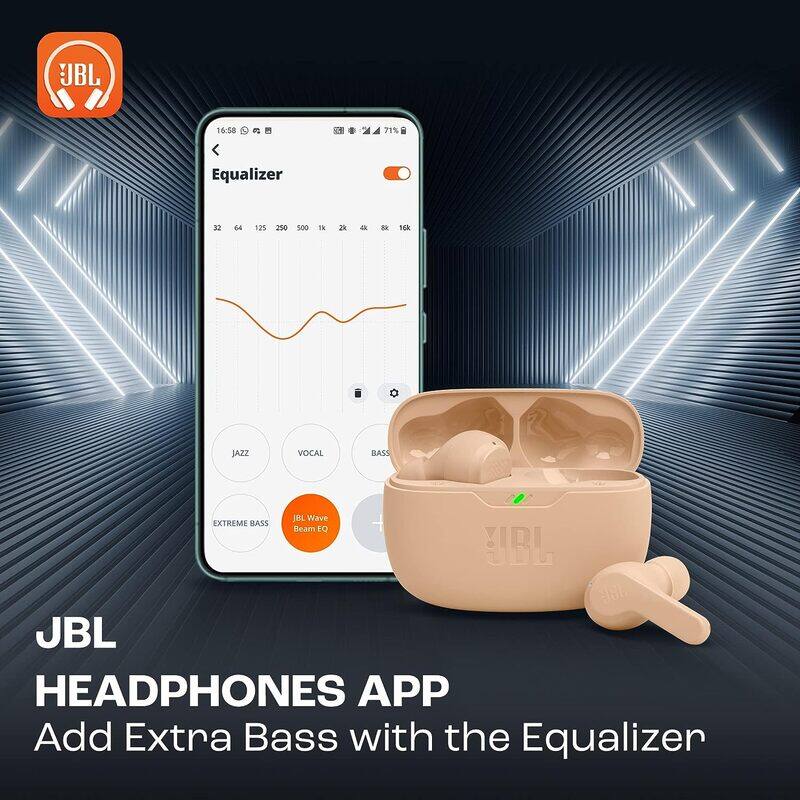 JBL Wave Beam TWS In-Ear Wireless Earbuds, Beige