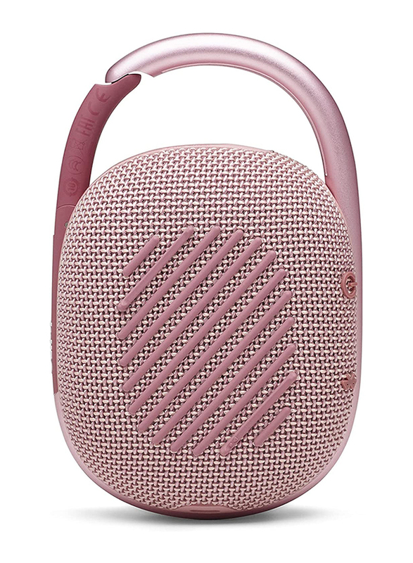 JBL Clip 4 Water Resistant Portable Bluetooth Speaker, JBLCLIP4PINK, Pink