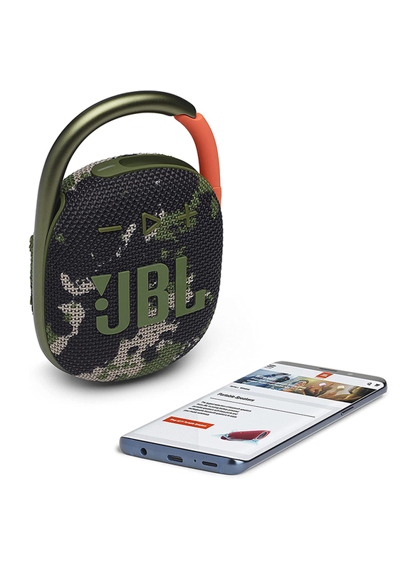 JBL Clip 4 Water Resistant Portable Bluetooth Speaker, JBLCLIP4SQUAD, Squad Camouflage