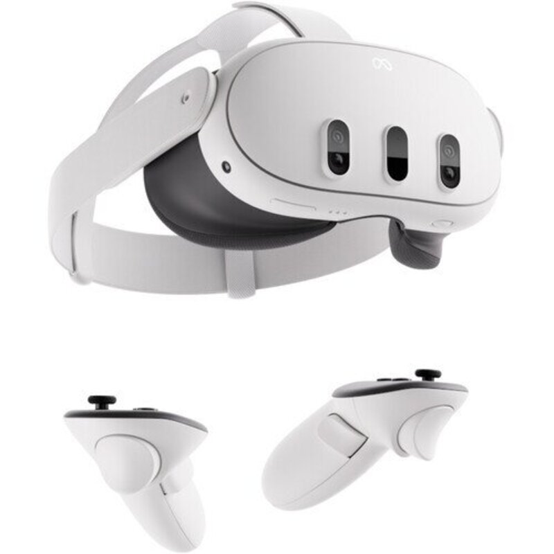 Meta Quest 3 Advanced VR Headset, 128GB Storage, Ring-Free Touch Plus Controllers, Adjustable Strap, Built-In 3D Spatial Audio, White