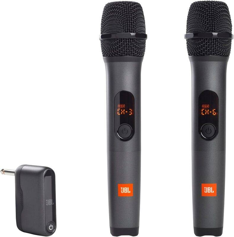 

JBL Wireless 2 Microphone System, High Vocal Quality, Rechargeable UHF Dual Channel Wireless Receiver, JBLWIRELESSMIC, Black