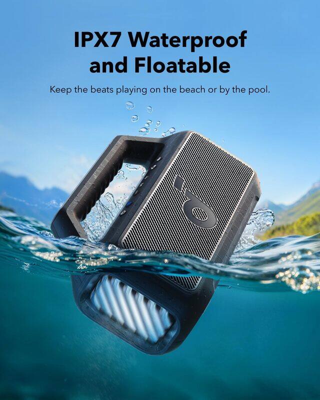 Soundcore Boom 2 Outdoor Speaker, 80W, Subwoofer, BassUp 2.0, 24H Playtime, IPX7 Waterproof, Floatable, RGB Lights, USB-C, Custom EQ, Bluetooth 5.3, Portable for Outdoors, Camping, Beach