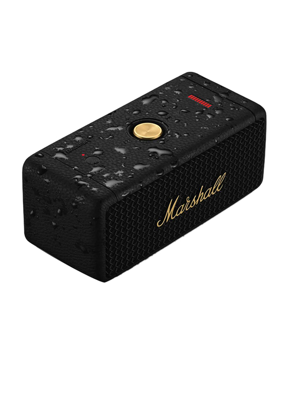 Marshall Emberton II Water Resistant Portable Bluetooth Speaker with 30 Hours Playtime, Black/Brass