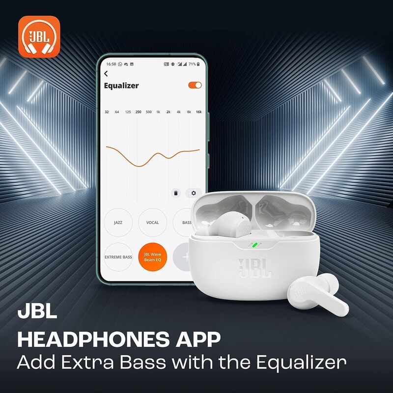 JBL Wave Beam TWS In-Ear Wireless Earbuds, White