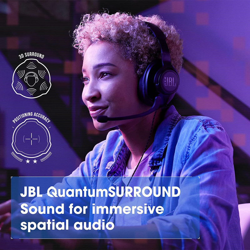 JBL Quantum 300 3.5 mm Jack Over-Ear Gaming Headphones with Mic, Black