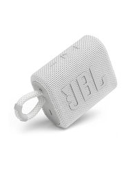 JBL Go 3 Water Resistant Portable Bluetooth Speaker, JBLGO3WHT, White