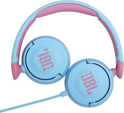 JBL Jr 310 Kids Wired On-Ear Headphones, Safe Sound , Built-In Mic, Sof Padded Headband, Comfortable Ear Cushion, Compact and Foldable Design, Single-Side Flat Cable - Blue, JBLJR310BLU