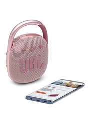 JBL Clip 4 Water Resistant Portable Bluetooth Speaker, JBLCLIP4PINK, Pink