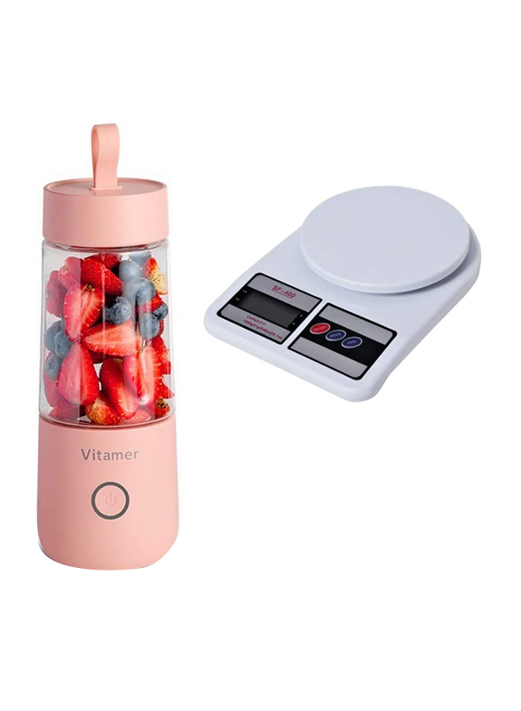 Zorex 7 Kg USB Portable Blender Mini Blender & Electric Digital Kitchen Scale, Pink