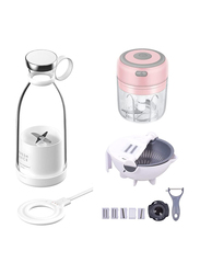 Zorex Portable Wireless Blender & 9 In1 Vegetable Shredder Bowl & Electric Food Chopper, Pink