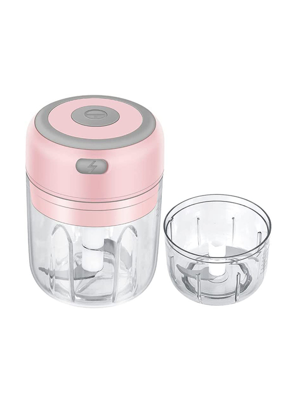 Zorex 100ml 9 In 1 Multifunction Vegetable Cutter Rechargeable Mini Food Chopper Shredder With Drain Basket Bowl & Vegetable Blender, Pink