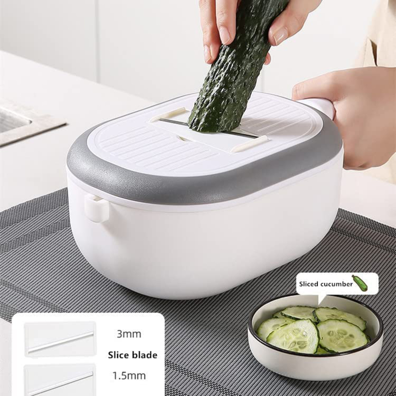 Zorex 6 In 1 Multifunction Rotate Vegetable Cutter Shredder With Drain Basket, White