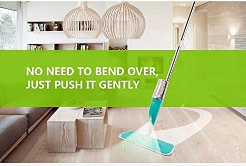 Spray Mop Floor Mop with a Refillable Spray Bottle and 1 Washable Pads Flat Mop for Home Kitchen Hardwood Laminate Wood Ceramic Tiles Floor Cleaning (Green)