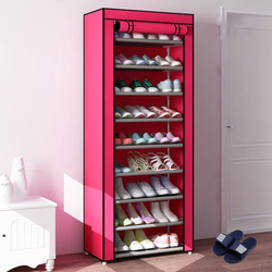 Zorex 9 Tiers Foldable Shoe Rack Box for 27 Shoe Pairs, 6 x 30 x 158 cm, Pink